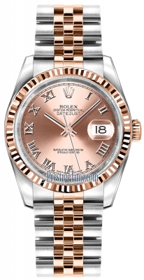 Rolex Datejust 36mm Stainless Steel and Rose Gold 116231 Pink Roman Jubilee